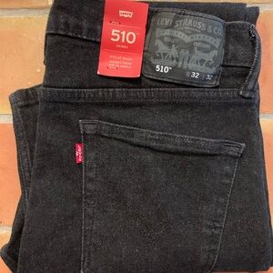 NWT Mens Levi’s Black Denim 510 Skinny 32x32 Jeans